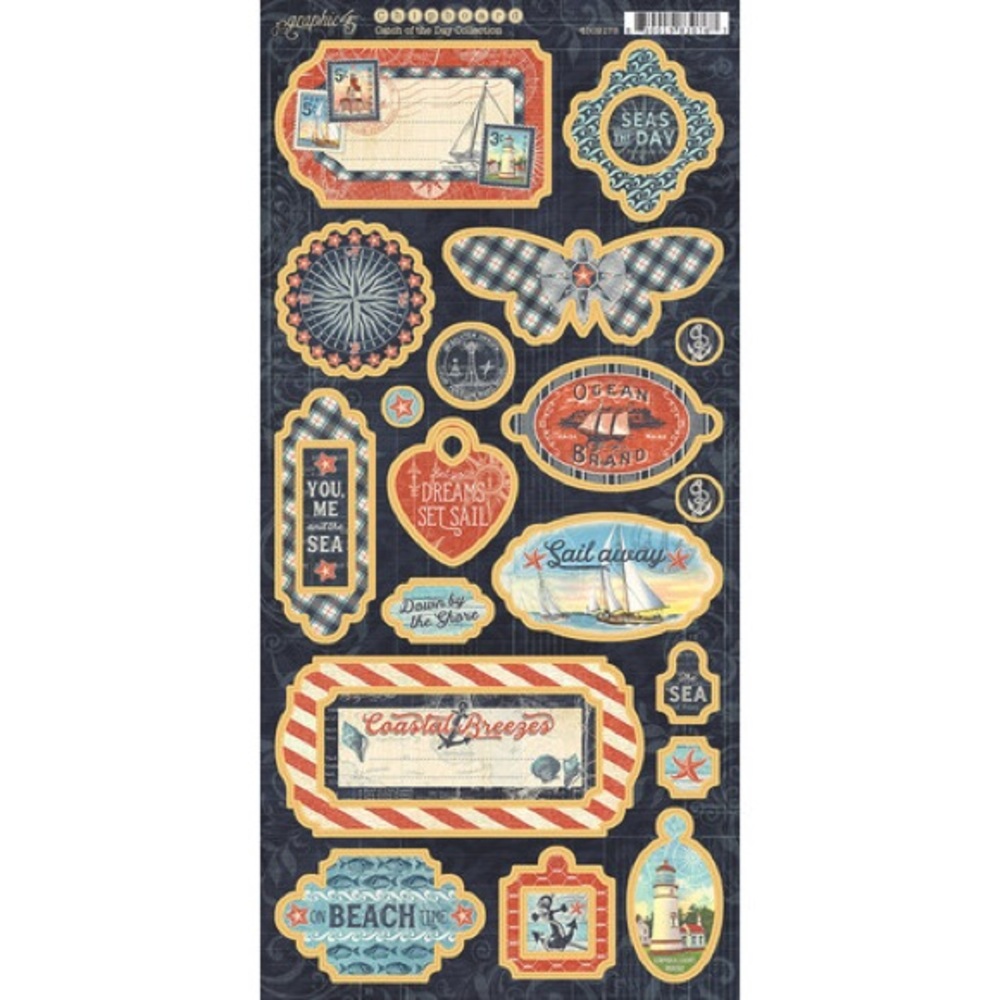 NEW! Graphic 45 Catch of the Day Chipboard Embellishments